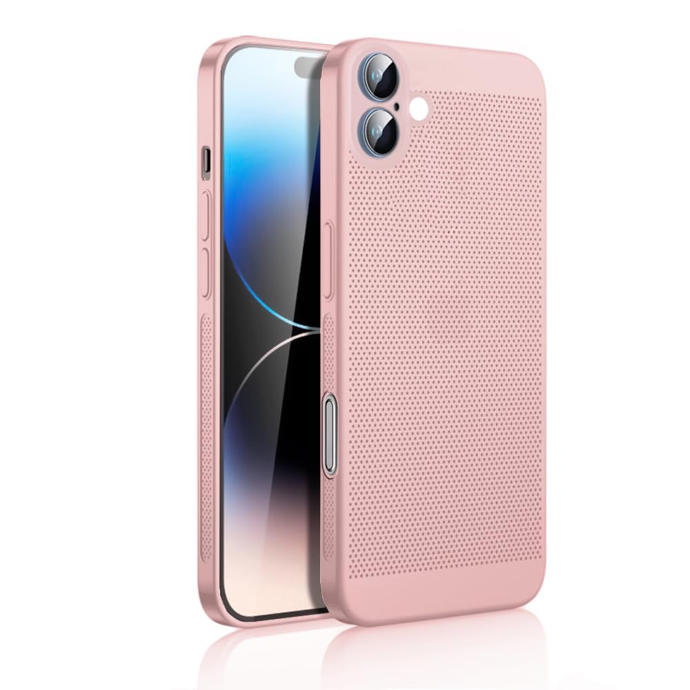 Dl3 Mobilak Case For iPhone 16 6.1-Inch Heat Dissipation Case with Built-in Camera Lens Protector Slim Fit Breathable Cooling Anti-Fingerprint Hard PC Back Shockproof Cover