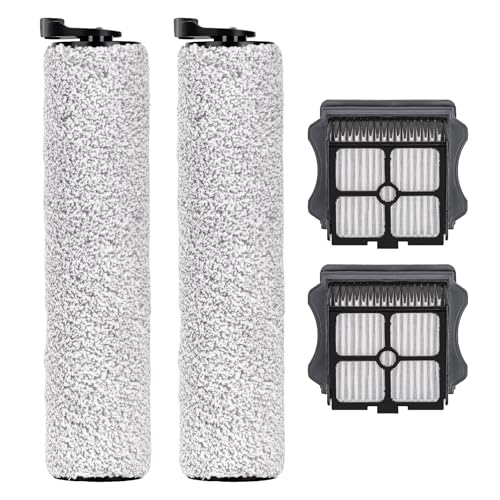 Image of (4 Pack) iFloor 3 Replacement Brush Rollers and HEPA Filters Compatible with Tineco Floor One S3 / iFloor 3, Cordless Wet Dry Vacuum Cleaner, Accessories Kit, 2 Brush Rollers, 2 HEPA Filters