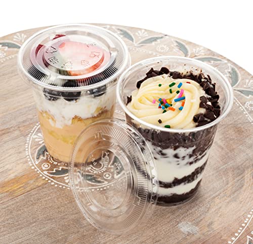 Image of Golden Apple, Cup series 12oz-50sets, clear cup + Flat lids No hole, BPA Free(50Cups+50Lids)