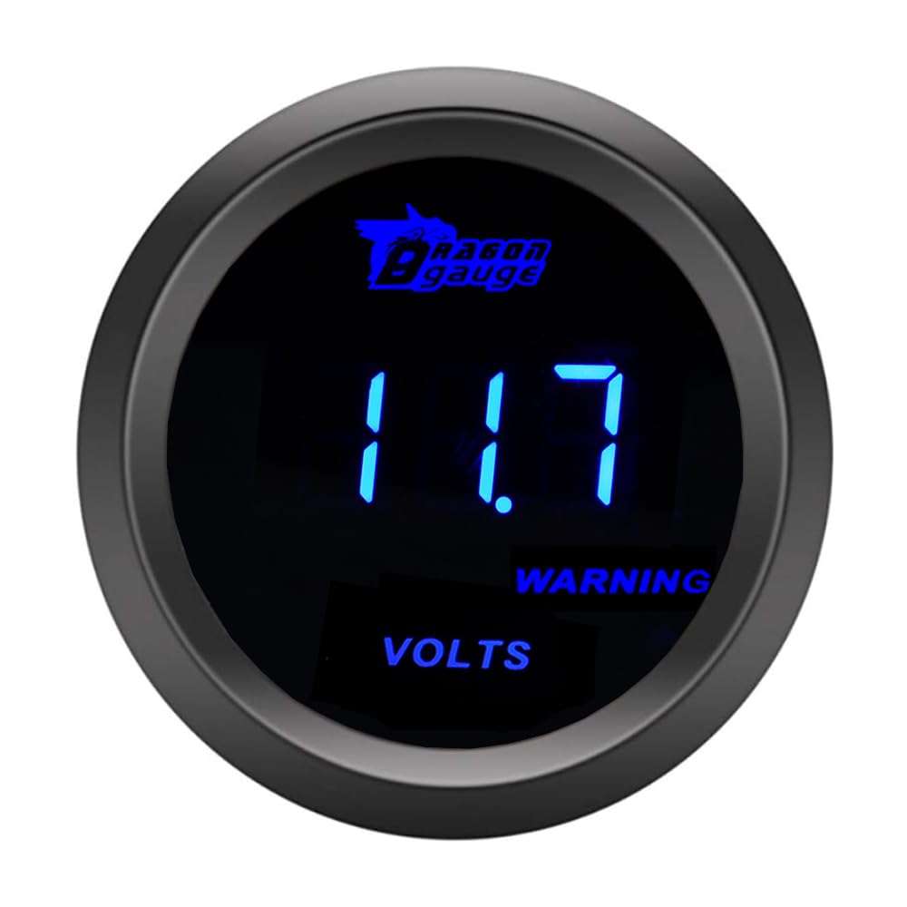 ETOPARS Universelle Voiture Jauge de Tension 2 Pouces 52mm Voltmètre Jauge Numérique Tension Manometre Bleu Lumière Indicateur Voltmètre Testeur Instruments Volt
