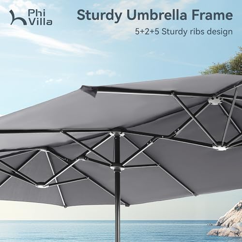 Parasol de jardin grand format PHI VILLA manivelle imperméable extérieur - 4