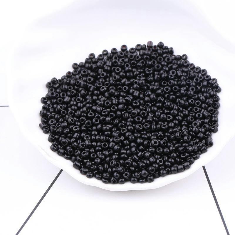 2/3/4MM 10000-60000PCS Perline di Vetro Nero per creazione di Gioielli Piccole Perline di Pony Perline di Riso Mnin Perline per Braccialetto Fai da Te