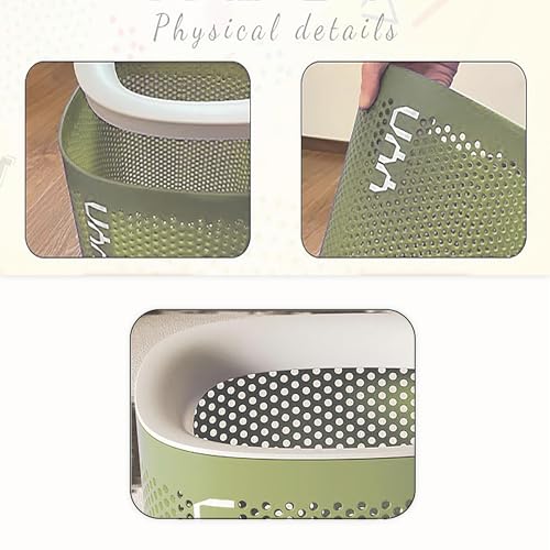 Image of Kriva Plastic Square Open Top Trash Can | 12L Garbage Container Wastebasket | Large Capacity Hollow Dustbin for Bathrooms, Laundry Room, Kitchens, Offices, Kids Rooms, Dorms (Green)