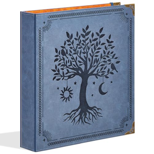 Ovesmusl PU Leather D Ring Binder, 1.5 Inch Blue Tree