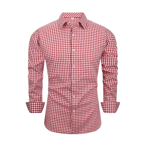 Chemise vintage à carreaux homme en tissu élastique haut de gamme pour silhouette élégante