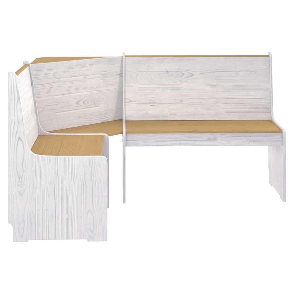 Banco esquinero puro 151 cm, madera maciza de pino en forma de L