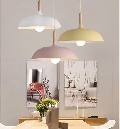 Miniatura 6 de Iluminación colgante de madera de metal simple y colorida, lámpara colgante rústica de aluminio estilo industrial, moderna lámpara colgante