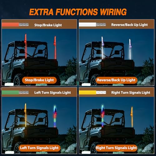 Image of Nilight LED Whip Light 2PC 5FT Spiral RGB Antenna Whips with Spring Base, App /Remote Control DIY Chasing Patterns Brake & Reverse Turn Signal Lights for Side by Side ATV UTV RZR Can-Am Buggy Jeep