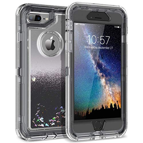 Dexnor Iphone 8 Plus Case Iphone 7 Plus Case Glitter 3d Bling Flowing Liquid Case 3 In 1 Shockproof Tpu Silicone Pc Protective Defender Cover For Iphone 8 Plus 7 Plus 6s Plus 6 Plus Black Wantitall