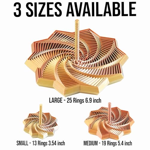 Image of 3D Printed Expanded Sensory Star with Handle, Custom Dual /Tri /Quad-Color Printing,Dual Motion Hypnotic Spiral for ADHD Focus & Stress Relief,Office Desktop Fidget Toy (Gold-Sliver-Copper, M-19 Rings)