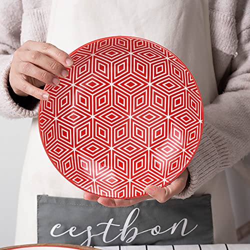 Ceramic Pasta Bowls Set Of 6, Vivimee 30 Oz Large Salad Bowl, 8.2 Inch Wide And Shallow Serving Plates Bowls, Colorful Bowls For Kitchen, Soup Bowls For Pasta, Salad, Soup, Microwave & Dishwasher Safe #TOP3