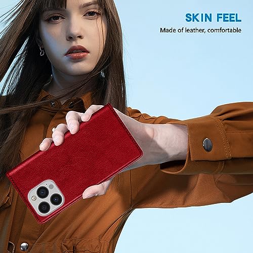 Image of ZZXX for iPhone 13 Pro Wallet Case Strong Magnetic 6.1 inch,Red