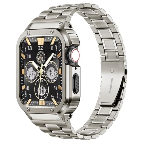 Image of MioHHR Stainless Steel Band with Case for Apple Watch Bands 41mm /40mm /38mm