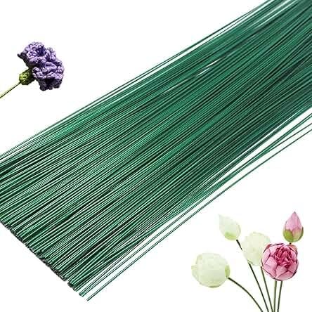 Image of TRAIS 100 PCS Green Floral Stem Wire for Flower Arrangement, Bouquet Making, Florist Crafts, DIY Decoration & Floral Support