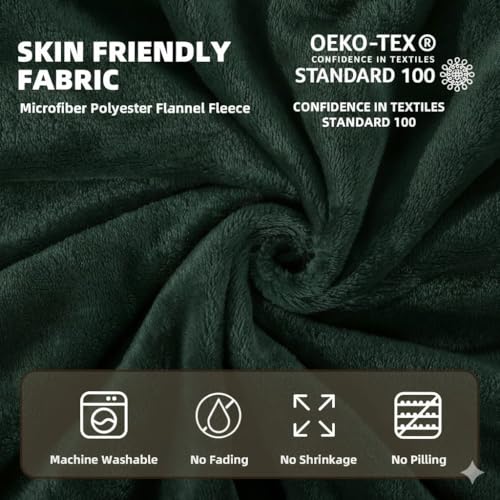 Image of Harleen Blankets, 250 GSM Super Soft Flannel Cozy Blankets for Double Bed, Washable Lightweight Blanket for Couch Sofa Bed Office, Warm Plush Blankets for All Season (90 inchx90 inch) (Green, Double)