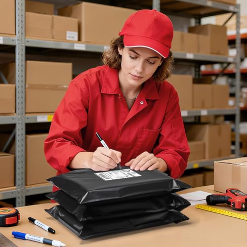 Image of Metronic Poly mailers 12x15.5'' 500pcs with 4x6 Thermal Labels 500 Labels Bulk, Strong Adhensive Shipping Bags for Clothing,Waterproof Shipping Envelopes Mailing Bags for Small Business,Black