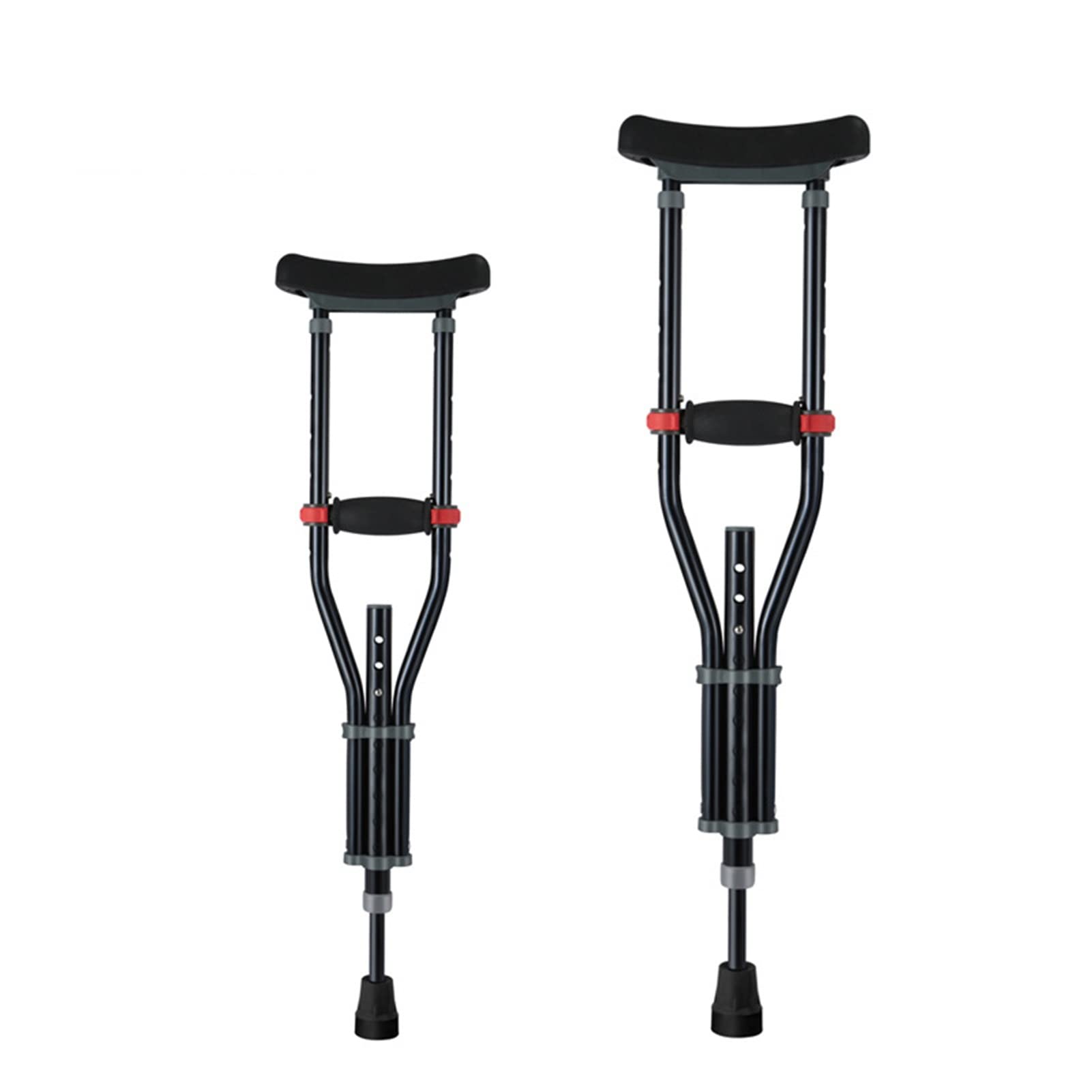 Muletas para las axilas para niños, muletas ajustables de aluminio para caminar, muletas médicas negras con almohadilla para las axilas y empuñadura, adecuadas para una altura de 3' 2''-4' 4'' (tamaño
