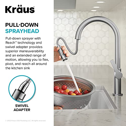 Image of KRAUS Oletto Single Handle Pull Down Kitchen Faucet in Chrome, KPF-2820CH