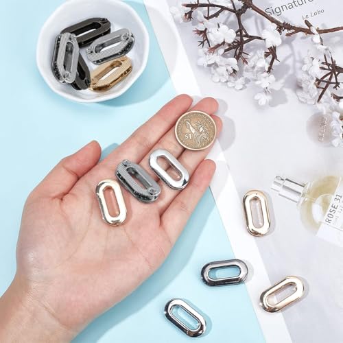 Image of GORGECRAFT 1 Box 12Pcs 3 Colors Screw-in Oval Eyelet Metal Screw Together Grommets Alloy Loop Snaps Bag Handle Connector Findings for DIY Sewing Crafts Clothes Leather Bags Replacement Hardware