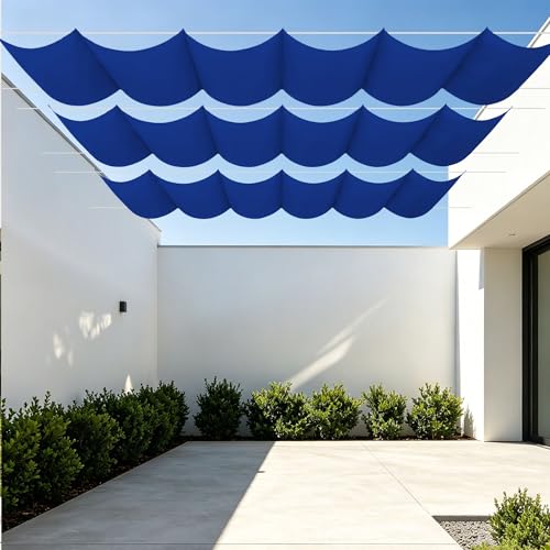 Toile ombrage rétractable vague 5,5x6,5m imperméable bleu