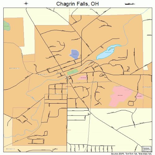 Large Street &amp; Road Map of Chagrin Falls, Ohio OH - Printed poster size ...