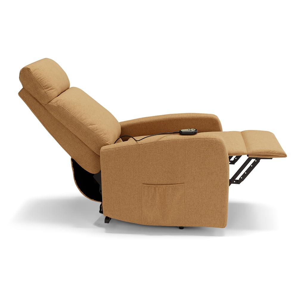 REDÒKASA Poltrona relax elettrica Seattle Plus per anziani, 1 o 2 motori, 2 o 4 ruote, Kit Optional Batteria, dimensioni contenute, tessuto antimacchia (2 Motori e 4 Ruote + Batteri, Ambra)