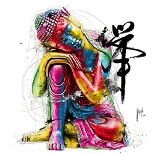 Impression murale Bouddha graffiti de haute précision sur toile haut de gamme 80x80 cm - 4
