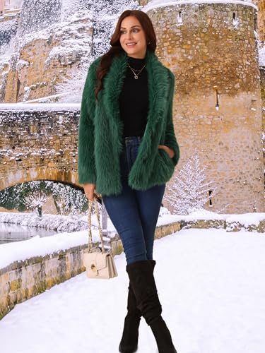 Seta T Women's Faux Fur Coat Long Sleeve Lapel Shaggy Fluffy Jackets with Pockets Fall Coats Winter Outwear4