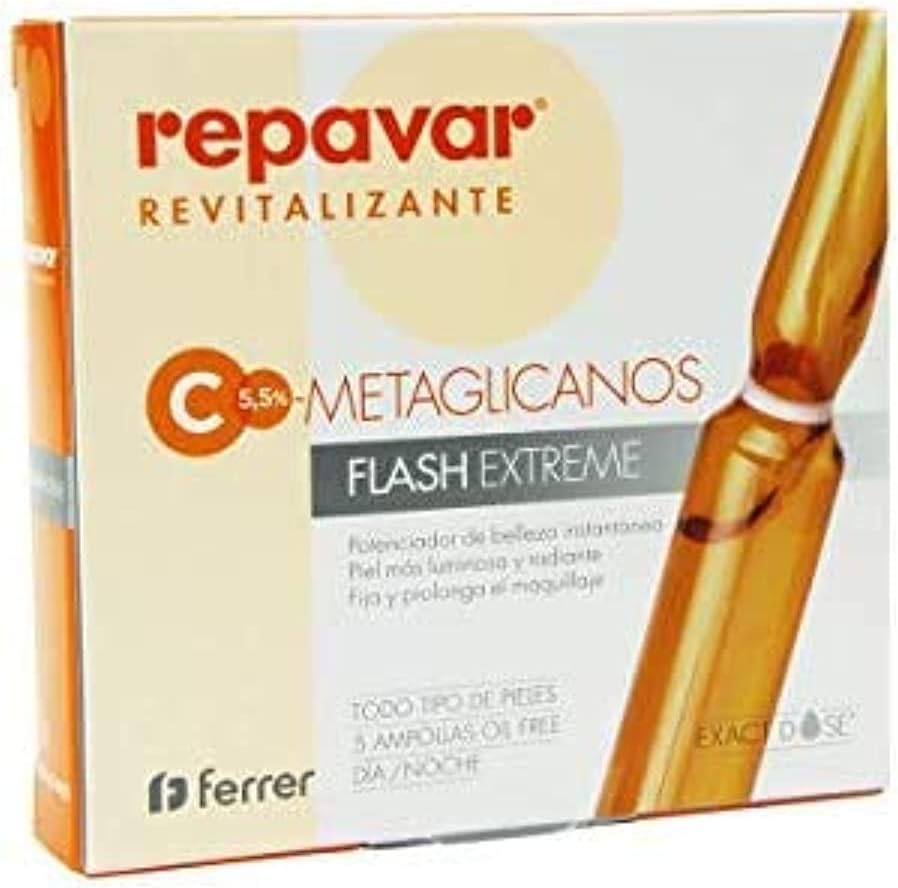 Repavar Metaglycan Revitalizing Flash Extreme 5 Ampoules with 5.5% Pure Vitamin C - Immediate Flash Ampoules,transparent,156702