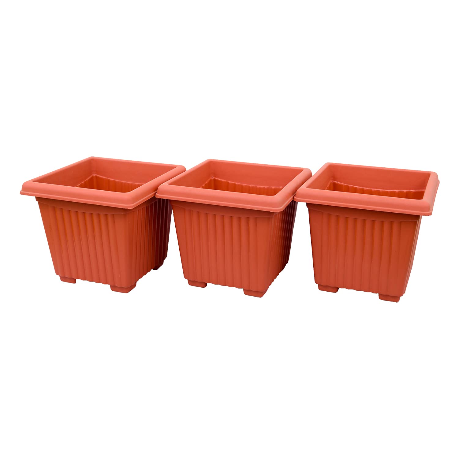 VISIK- Plastic Pots for Home Plants (Square) | Pots for Home & Balcony Garden | Gamla for Indoor Home Decor & Outdoor Balcony Garden | Planters for Balcony | Terracotta - Set of 3 (10 inches) (B09CQ1ZP3V) Amazon Price History, Amazon Price Tracker