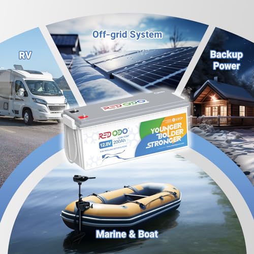 Image of Redodo 12V 200Ah LiFePO4 Lithium Battery Low-Temp Protection & 4000+ Deep Cycle Rechargeable Battery, 2560Wh Energy, Built-in 100A BMS for Trolling Motor RV Solar and Off Grid