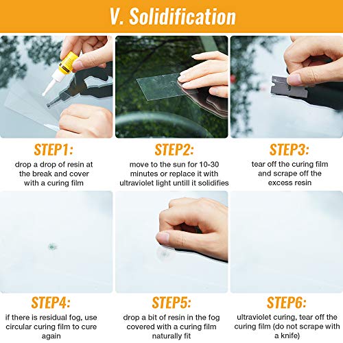 Upgraded Windshield Repair Kit – Premium Repair Resin Vehicle Windshield Crack Repair Tools for Fix Auto Glass Windshield Crack Chip Scratch Nicks Half-Moon Bulls-Eye Star-Shaped