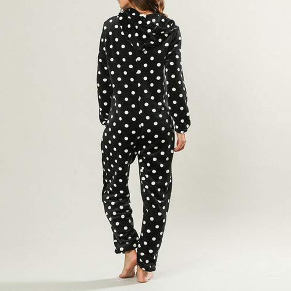 Rojeam Pijamas Invierno Mujer Onesie Adultos Pijamas Cálida Ropa de Dormir con Capucha Pijama de Una Pieza Monos Enteros Suaves