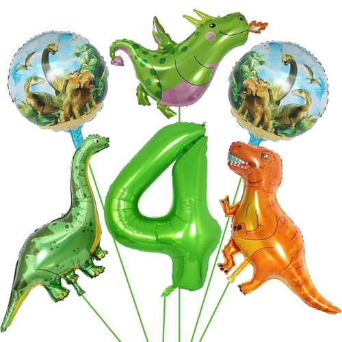 Globos de Cumpleaños Dinosaurios 4 Años, 6 Piezas Globos de Dinosaurios, Globos Helio Dinosaurios, Globos Dinosaurios 4 Años, Globo Dinosaurio Helio para Infantil Fiesta Cumpleaños Decoración (4)