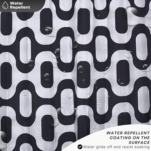 Image of HOMETHREADS Embrace Luxury with Our 6-Feet Long Premium Polyester Shower Curtain with 12 Hooks for a Lavish Bathroom Ambiance | Stylish, Splendid, and Perfectly Sized (3D Black, 180x180cm)