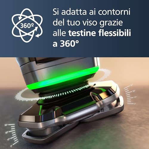 Shaver S9000, rasoio elettrico Wet & Dry, tecnologia Lift & Cut e SkinIQ, rifinitore a scomparsa, custodia per pulizia, supporto ricarica, custodia viaggio, Chrome Silver, modello S9975/54 - Cuffia gaming - Immagine 6