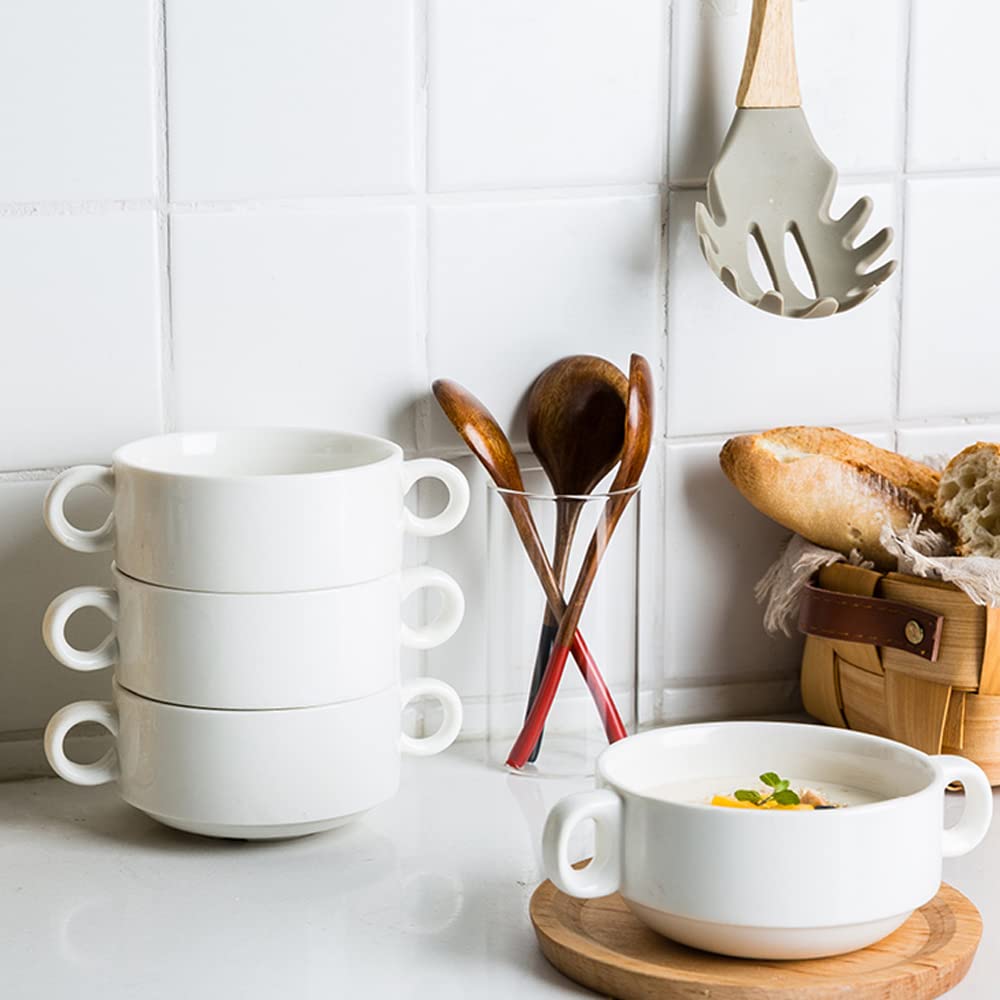 Zestaw Ceramicznych Misek Do Zupy, Odpornych Na Ciepło, Układanych W | Garnek Do Cebuli Francuskiej, Pojemność 300 Ml, Kompatybilny Z Piekarnikiem I Kuchenką Mikrofalową