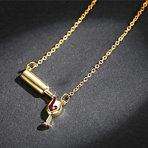 Colar Vinho - Garrafa Vinho Colar Pingente para Meninas | Colar pingente vinho e taça para mulheres,