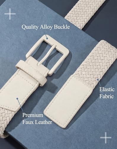 Image of SANSTHS Stretch Braided Golf Belt Breathable No Hole Elastic Woven Belt for Men Women, Ideal Belt for Golf Travel Daily Wear
