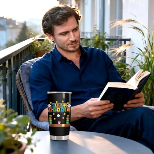 Father Day Gifts, Daddio Tumbler with Lid 20 oz Stainless Steel, Dad Coffee Mug, Gamer Dad Drinking Cup, Birthday Gifts for Father, Men, Husband — view 7