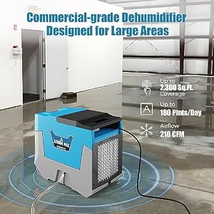 ARGENDON Commercial Dehumidifier,180 Pints Industrial Dehumidifier with Pump & Drain Hose for Whole House, Crawl Space, Warehouse, Up to 2,300 sq ft, Water Damage Restoration, 5-Year Limited Warranty ARGENDON Commercial Dehumidifier180 Pints Industrial Dehumidifier with Pump Drain Hose for Whole House Crawl Space Warehouse Up to 2300 sq ft Water Damage Restoration 5 Year Limited Warranty