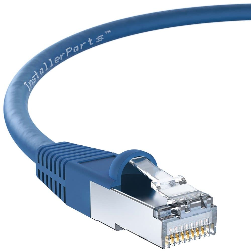 InstallerParts (10 Pack Ethernet Cable CAT6 Cable Shielded (SSTP/SFTP) Booted 7 FT - Blue - Professional Series - 10Gigabit/Sec Network/High Speed Internet Cable, 550MHZ