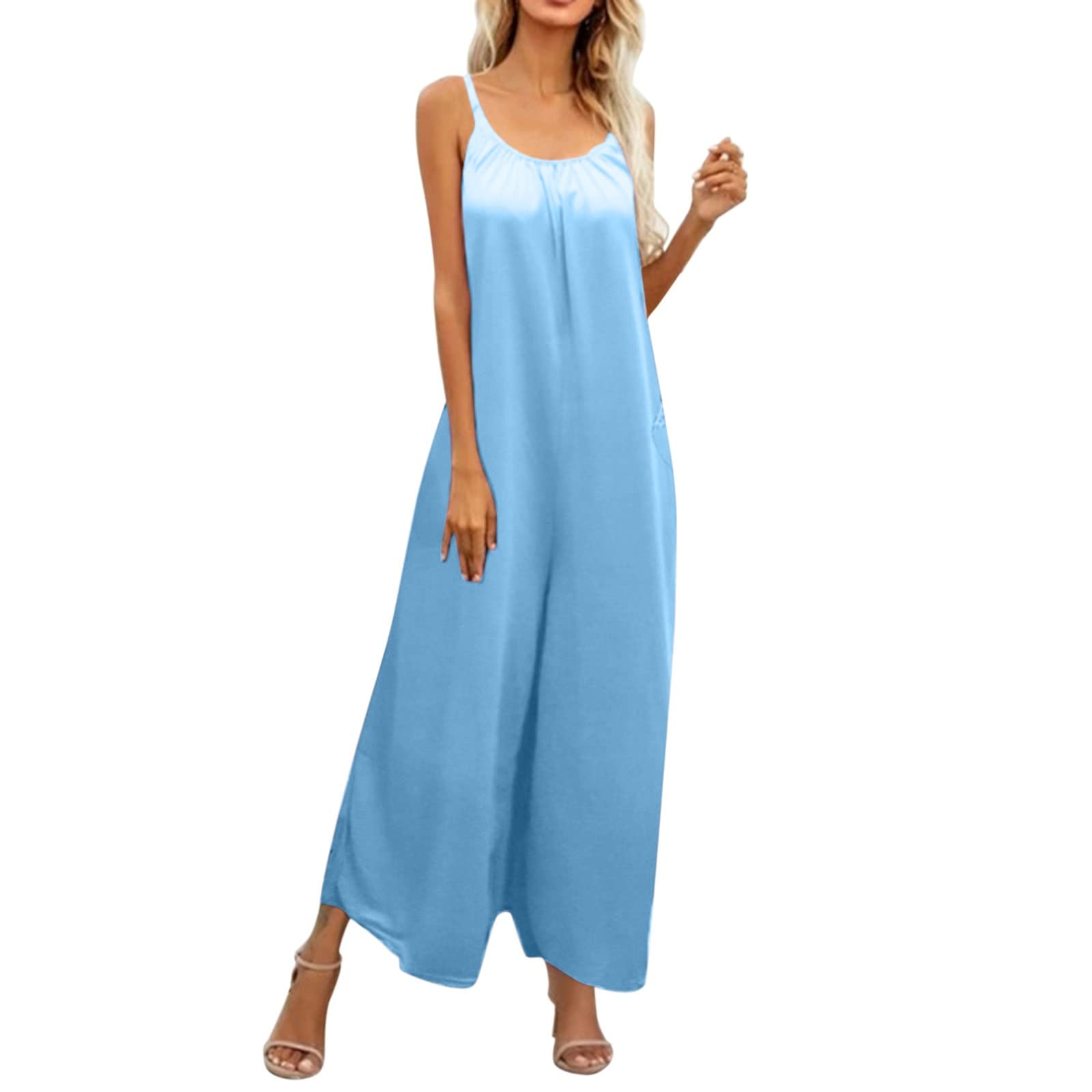 Mono de verano para mujer ajustado y elástico con bolsillos prácticos 8