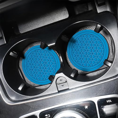 Image of Mandark 4PCS Car Cup Holder Coasters, 2.75 Inch Non-Slip Insert Water Bottle Holder Pads, Dustproof Automotive Interior Accessories Mat, Universal for Vehicles, Trucks, RVs and More (Light Blue)