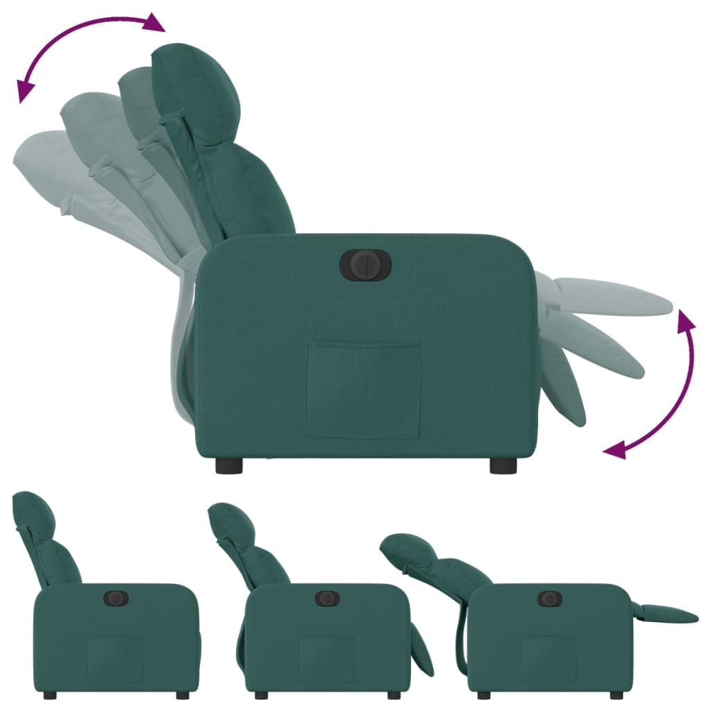 Sedia Massaggiante, Sedile Massaggiante, Poltrone Massaggianti, Poltrone per Anziani, Poltrona Elettrica Reclinabile Verde Scuro in Tessuto