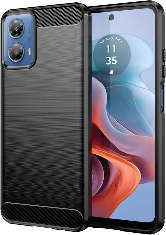 Image of NPRC Hybrid Ultra Slim Protective Case TPU Non-Slip Carbon Fiber Texture Shockproof Case Cover for Moto G34 - Black