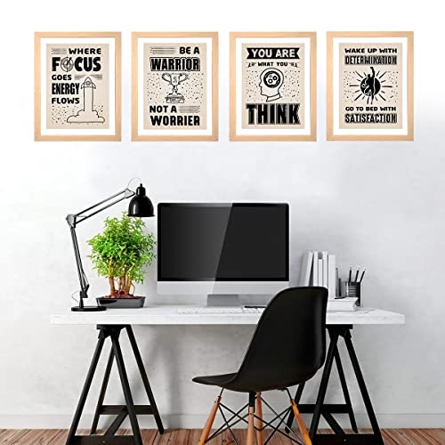 Image of Chaka Chaundh - Focus, Warrior, Determination & Satisfaction quotes poster frame - Motivational Quotes frames - Framed posters - Photos with quotes - (13.6 X 10.6 inches)-Set of 4