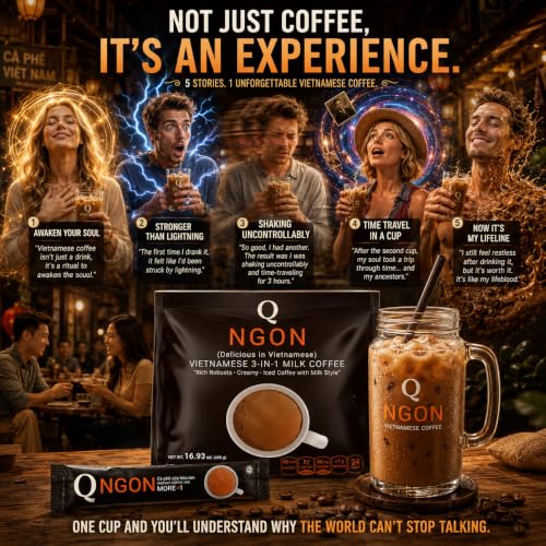 Image of Cafe sua da vietnamese coffee, Vietnamese instant coffee, Strong but Smooth, Perfect Hot or Iced, Travel & Camping Ready Stay Focused & Energized Anywhere, 24 Sticks (20g Each), Made in Vietnam.