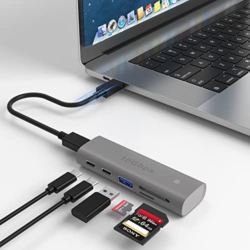 Hub Usb 3.1 USB 3.1 Gen 2 Tipo C Adaptador de Concentrador USB C de Súper Velocidad de 10 Gbps con 2 Puertos USB-C 3.1 + Puerto USB-A...