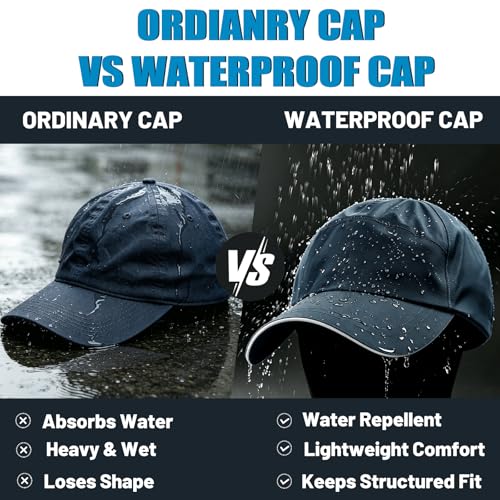 Image of Waterproof Baseball Cap for Men Women, UPF 50+ Breathable Quick-Dry Rain Hat for Running Golf Hiking